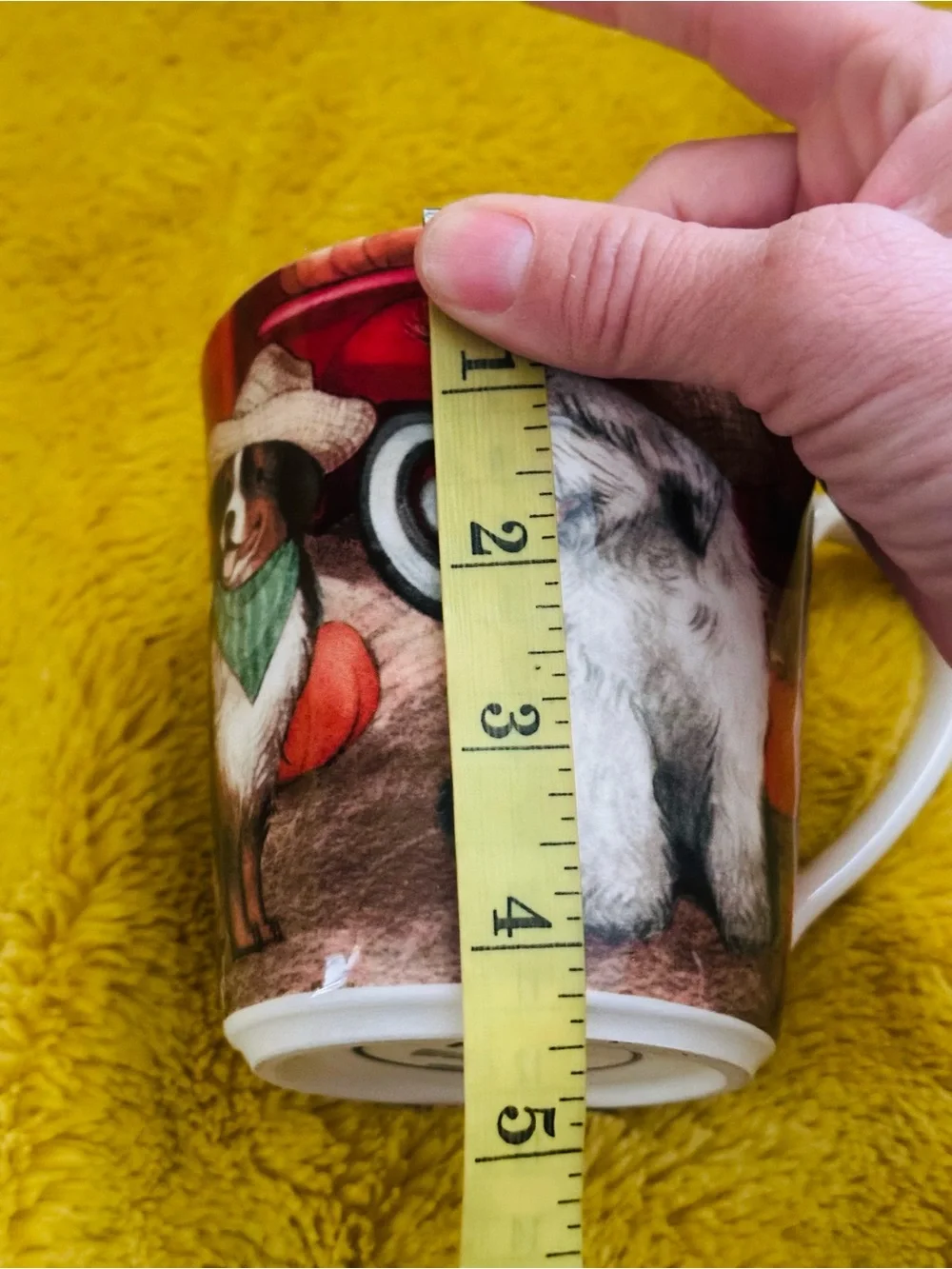 Pier 1 Imports Dogs Cowboy Mug 14oz Ironstone Dog Harvest Red Truck Cup Farm
